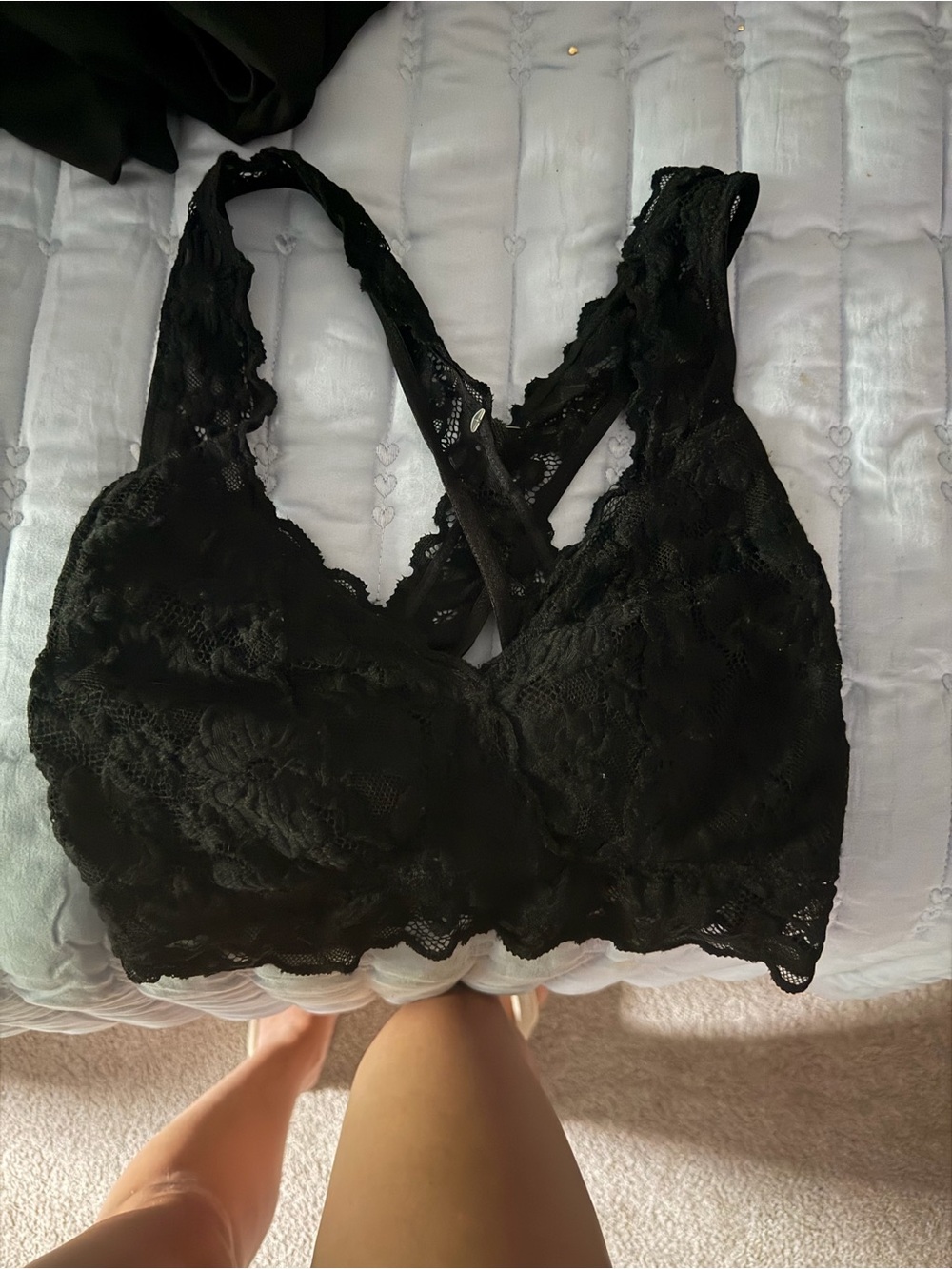 No Boundaries Black Lace Bralette with Crisscross Back